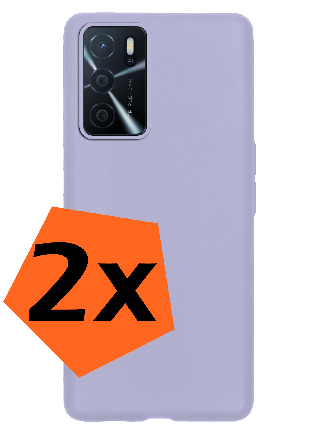Nomfy Hoesje Geschikt voor OPPO A16 Hoesje Siliconen Cover Case - Hoes Geschikt voor OPPO A16 Hoes Back Case - 2-PACK - Lila