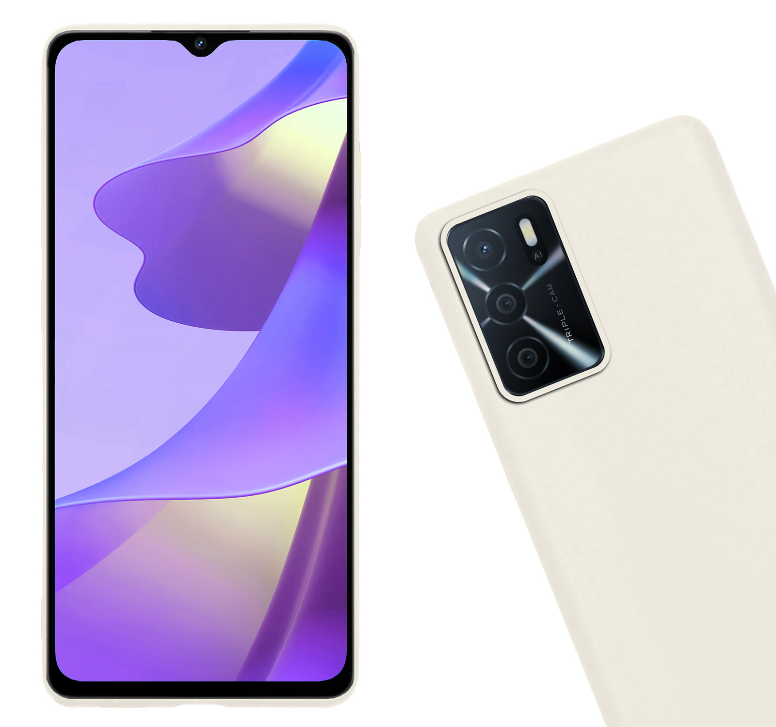 Nomfy OPPO A16 Hoes Cover Siliconen Case - OPPO A16 Hoesje Case Siliconen Hoes Back Cover - Wit - 2 PACK