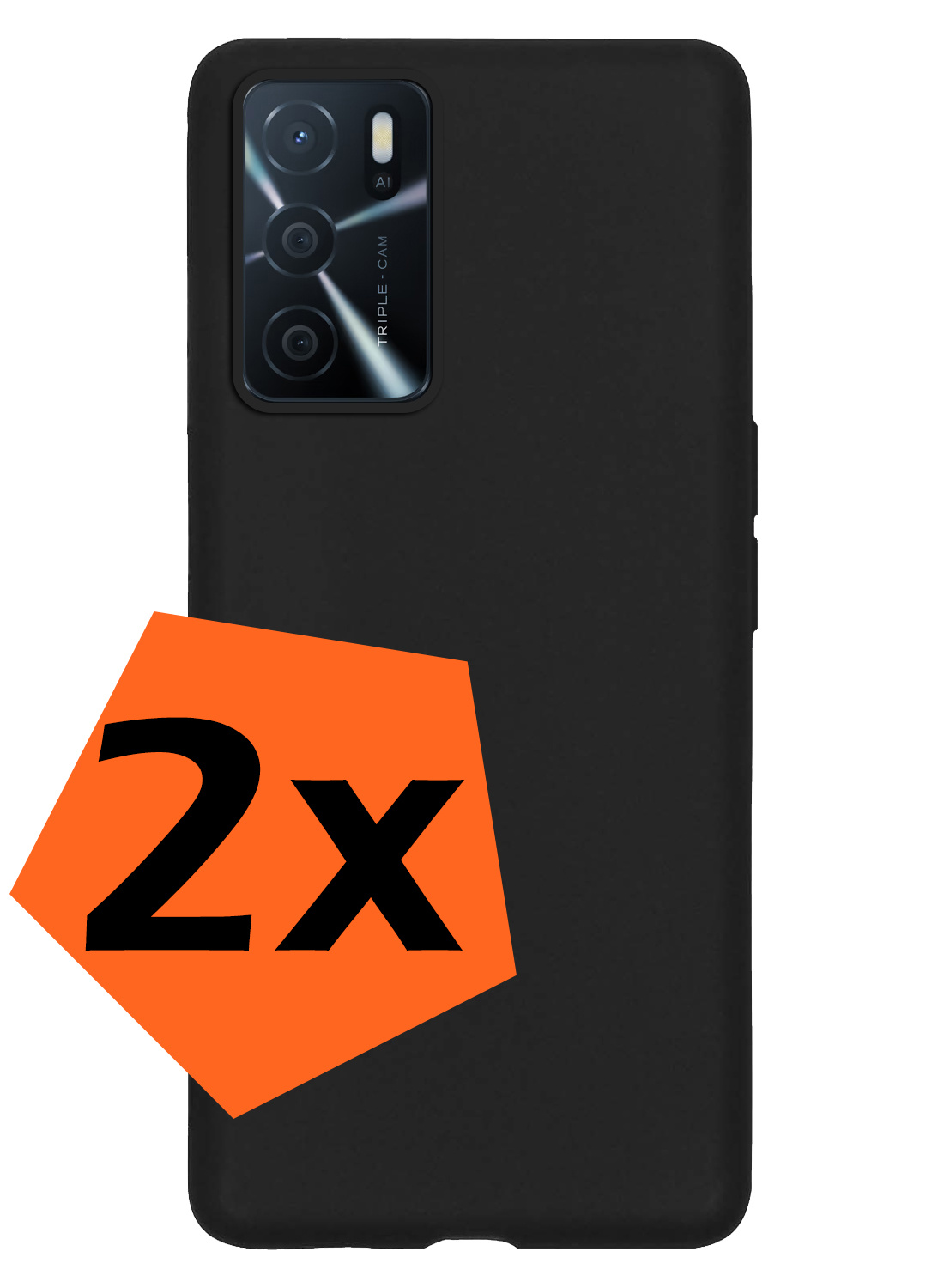 Nomfy Hoesje Geschikt voor OPPO A16 Hoesje Siliconen Cover Case - Hoes Geschikt voor OPPO A16 Hoes Back Case - 2-PACK - Zwart