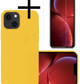 NoXx NoXx iPhone 13 Mini Hoesje Siliconen Met Screenprotector - Geel
