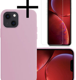 NoXx NoXx iPhone 13 Mini Hoesje Siliconen Met Screenprotector - Lila