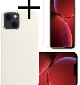 NoXx NoXx iPhone 13 Mini Hoesje Siliconen Met Screenprotector - Wit