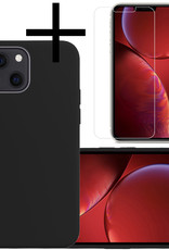 NoXx Hoes Geschikt voor iPhone 13 Mini Hoesje Cover Siliconen Back Case Hoes Met Screenprotector - Zwart