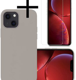NoXx NoXx iPhone 13 Hoesje Siliconen Met Screenprotector - Grijs