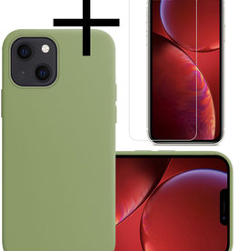 NoXx NoXx iPhone 13 Hoesje Siliconen Met Screenprotector - Groen