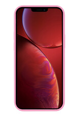 NoXx Hoes Geschikt voor iPhone 13 Pro Hoesje Cover Siliconen Back Case Hoes Met Screenprotector - Lichtroze