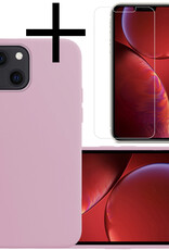 NoXx Hoes Geschikt voor iPhone 13 Hoesje Cover Siliconen Back Case Hoes Met Screenprotector - Lila