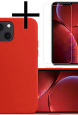 NoXx Hoes Geschikt voor iPhone 13 Hoesje Cover Siliconen Back Case Hoes Met Screenprotector - Rood