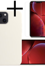 NoXx Hoes Geschikt voor iPhone 13 Hoesje Cover Siliconen Back Case Hoes Met Screenprotector - Wit
