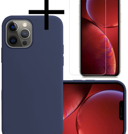NoXx NoXx iPhone 13 Pro Hoesje Siliconen Met Screenprotector - Donkerblauw