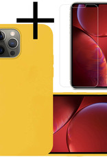 NoXx Hoes Geschikt voor iPhone 13 Pro Hoesje Cover Siliconen Back Case Hoes Met Screenprotector - Geel