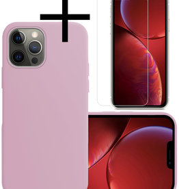 NoXx NoXx iPhone 13 Pro Hoesje Siliconen Met Screenprotector - Lila