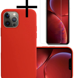 NoXx NoXx iPhone 13 Pro Hoesje Siliconen Met Screenprotector - Rood
