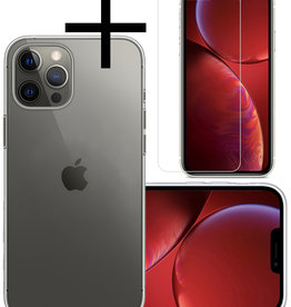 NoXx NoXx iPhone 13 Pro Hoesje Siliconen Met Screenprotector - Transparant