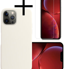 NoXx NoXx iPhone 13 Pro Hoesje Siliconen Met Screenprotector - Wit