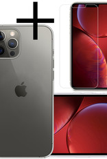 NoXx Hoes Geschikt voor iPhone 13 Pro Max Hoesje Cover Siliconen Back Case Hoes Met Screenprotector - Transparant