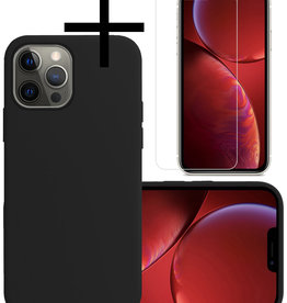 NoXx NoXx iPhone 13 Pro Max Hoesje Siliconen Met Screenprotector - Zwart