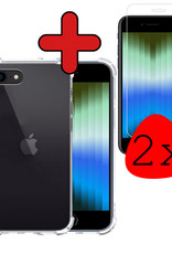 BASEY. iPhone SE 2022 Hoesje Shock Proof Met 2x Screenprotector Tempered Glass - iPhone SE 2022 Screen Protector Beschermglas Hoes Shockproof - Transparant