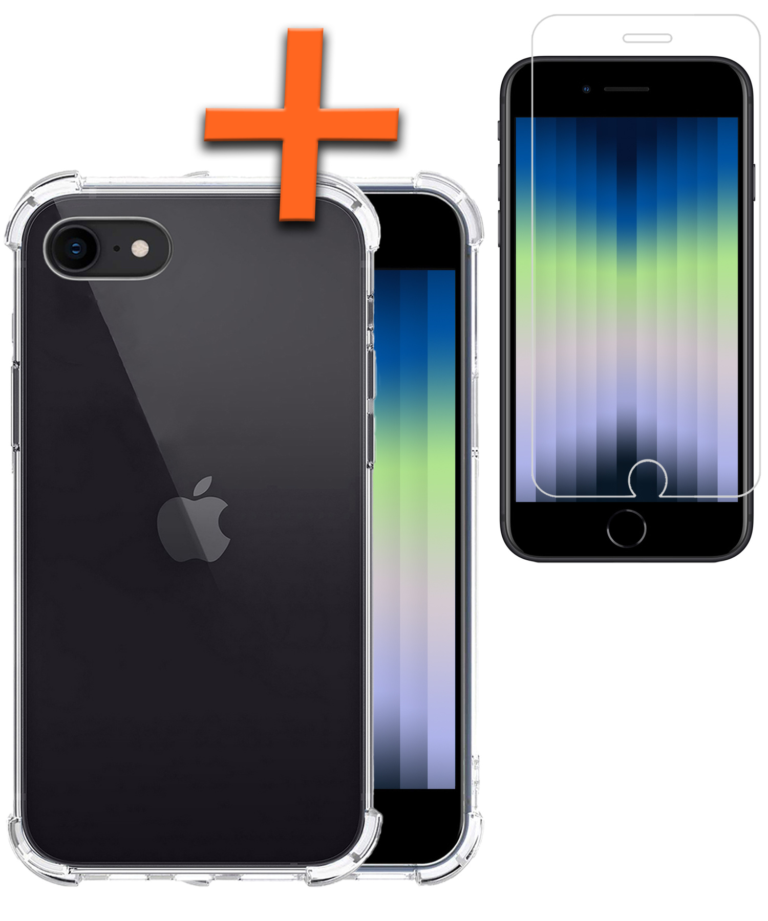 Nomfy Hoesje Geschikt voor iPhone SE 2022 Hoesje Shock Proof Cover Case Shockproof Met Screenprotector - Hoes Geschikt voor iPhone SE (2022) Hoes Siliconen Back Case - Transparant