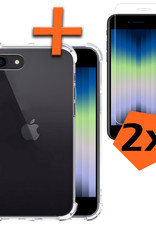 Nomfy Hoesje Geschikt voor iPhone SE 2022 Hoesje Shock Proof Cover Case Shockproof Met 2x Screenprotector - Hoes Geschikt voor iPhone SE (2022) Hoes Siliconen Back Case - Transparant
