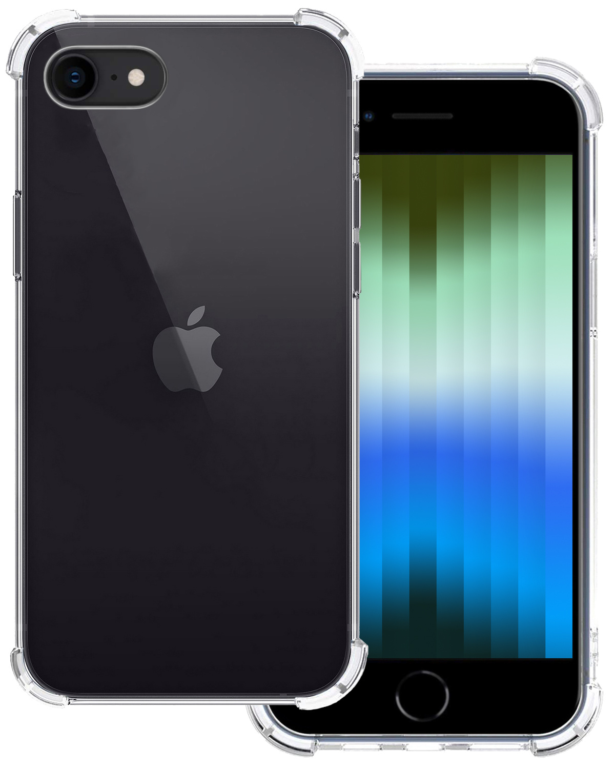 BASEY. Hoes Geschikt voor iPhone SE 2022 Hoesje Shock Proof Case Hoes Siliconen Met Screenprotector - Hoesje Geschikt voor iPhone SE (2022) Hoes Cover Shockproof - Transparant