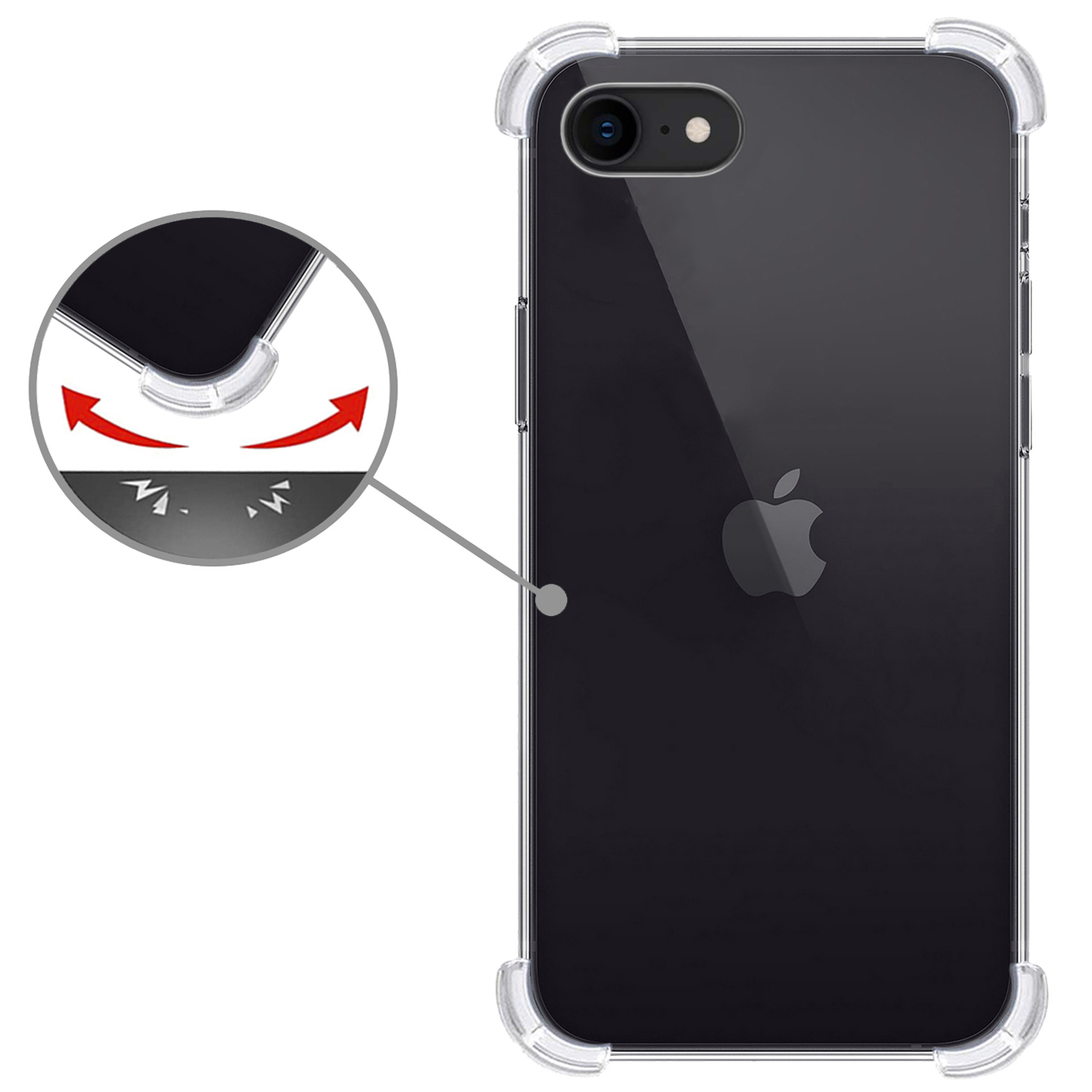 Nomfy Hoesje Geschikt voor iPhone SE 2022 Hoesje Shock Proof Cover Case Shockproof Met Screenprotector - Hoes Geschikt voor iPhone SE (2022) Hoes Siliconen Back Case - Transparant