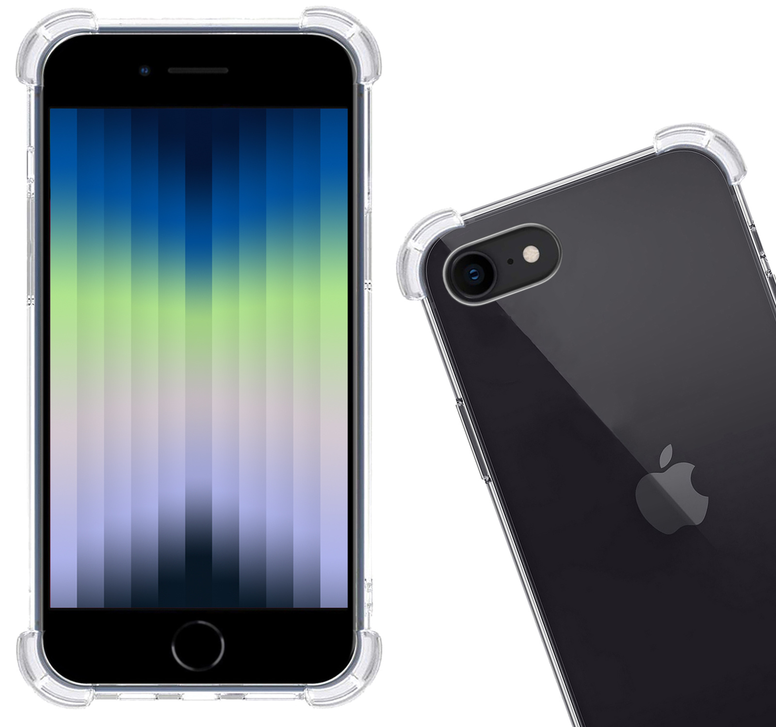 Nomfy Hoesje Geschikt voor iPhone SE 2022 Hoesje Shock Proof Cover Case Shockproof Met Screenprotector - Hoes Geschikt voor iPhone SE (2022) Hoes Siliconen Back Case - Transparant