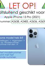 NoXx Hoes Geschikt voor iPhone 13 Pro Hoesje Cover Siliconen Back Case Hoes Met 2x Screenprotector - Donkerblauw