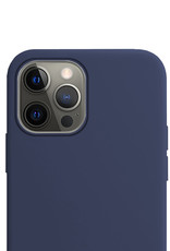 NoXx Hoes Geschikt voor iPhone 13 Pro Hoesje Cover Siliconen Back Case Hoes Met 2x Screenprotector - Donkerblauw