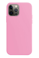 NoXx Hoes Geschikt voor iPhone 13 Pro Hoesje Cover Siliconen Back Case Hoes Met 2x Screenprotector - Lichtroze