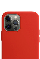 NoXx Hoes Geschikt voor iPhone 13 Pro Hoesje Cover Siliconen Back Case Hoes Met Screenprotector - Rood