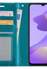 Nomfy Hoesje Geschikt voor OPPO A16 Hoes Bookcase Flipcase Book Cover - Hoes Geschikt voor OPPO A16 Hoesje Book Case - Turquoise