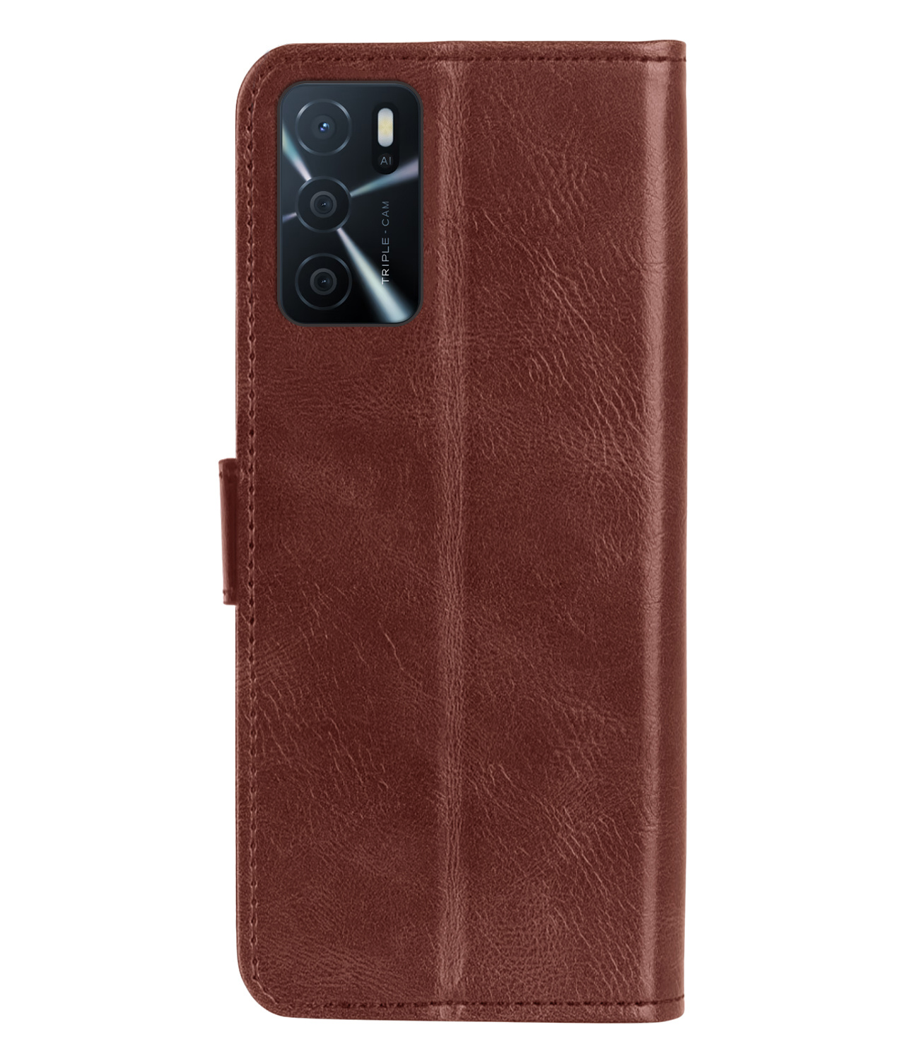 Nomfy OPPO A16 Hoes Bookcase Bruin - Flipcase Bruin - OPPO A16 Book Cover - OPPO A16 Hoesje Bruin
