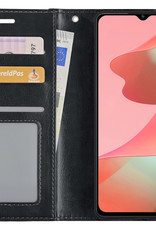 NoXx Hoes Geschikt voor OPPO A16 Hoesje Book Case Hoes Flip Cover Wallet Bookcase - Zwart