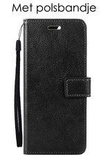 NoXx Hoes Geschikt voor OPPO A16 Hoesje Book Case Hoes Flip Cover Wallet Bookcase - Zwart