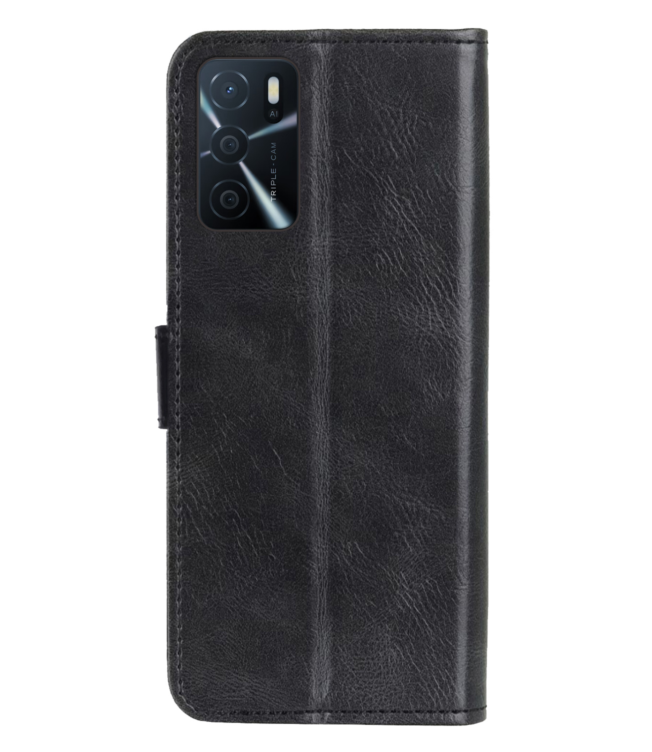NoXx Hoes Geschikt voor OPPO A16 Hoesje Book Case Hoes Flip Cover Wallet Bookcase - Zwart
