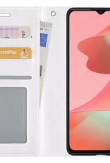 NoXx Hoes Geschikt voor OPPO A16 Hoesje Book Case Hoes Flip Cover Wallet Bookcase - Wit