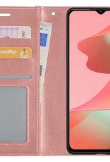 NoXx Hoes Geschikt voor OPPO A16 Hoesje Book Case Hoes Flip Cover Wallet Bookcase - Rosé goud
