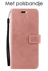 NoXx Hoes Geschikt voor OPPO A16 Hoesje Book Case Hoes Flip Cover Wallet Bookcase - Rosé goud