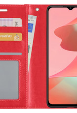 NoXx Hoes Geschikt voor OPPO A16 Hoesje Book Case Hoes Flip Cover Wallet Bookcase - Rood