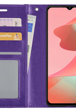 NoXx Hoes Geschikt voor OPPO A16 Hoesje Book Case Hoes Flip Cover Wallet Bookcase - Paars