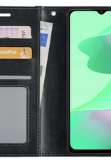 BASEY. Hoes Geschikt voor OPPO A16 Hoesje Bookcase Hoes Flip Case Book Cover - Hoesje Geschikt voor OPPO A16 Hoes Book Case Hoesje - Zwart