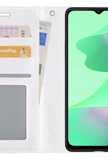 BASEY. Hoes Geschikt voor OPPO A16 Hoesje Bookcase Hoes Flip Case Book Cover - Hoesje Geschikt voor OPPO A16 Hoes Book Case Hoesje - Wit