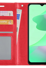 BASEY. Hoes Geschikt voor OPPO A16 Hoesje Bookcase Hoes Flip Case Book Cover - Hoesje Geschikt voor OPPO A16 Hoes Book Case Hoesje - Rood