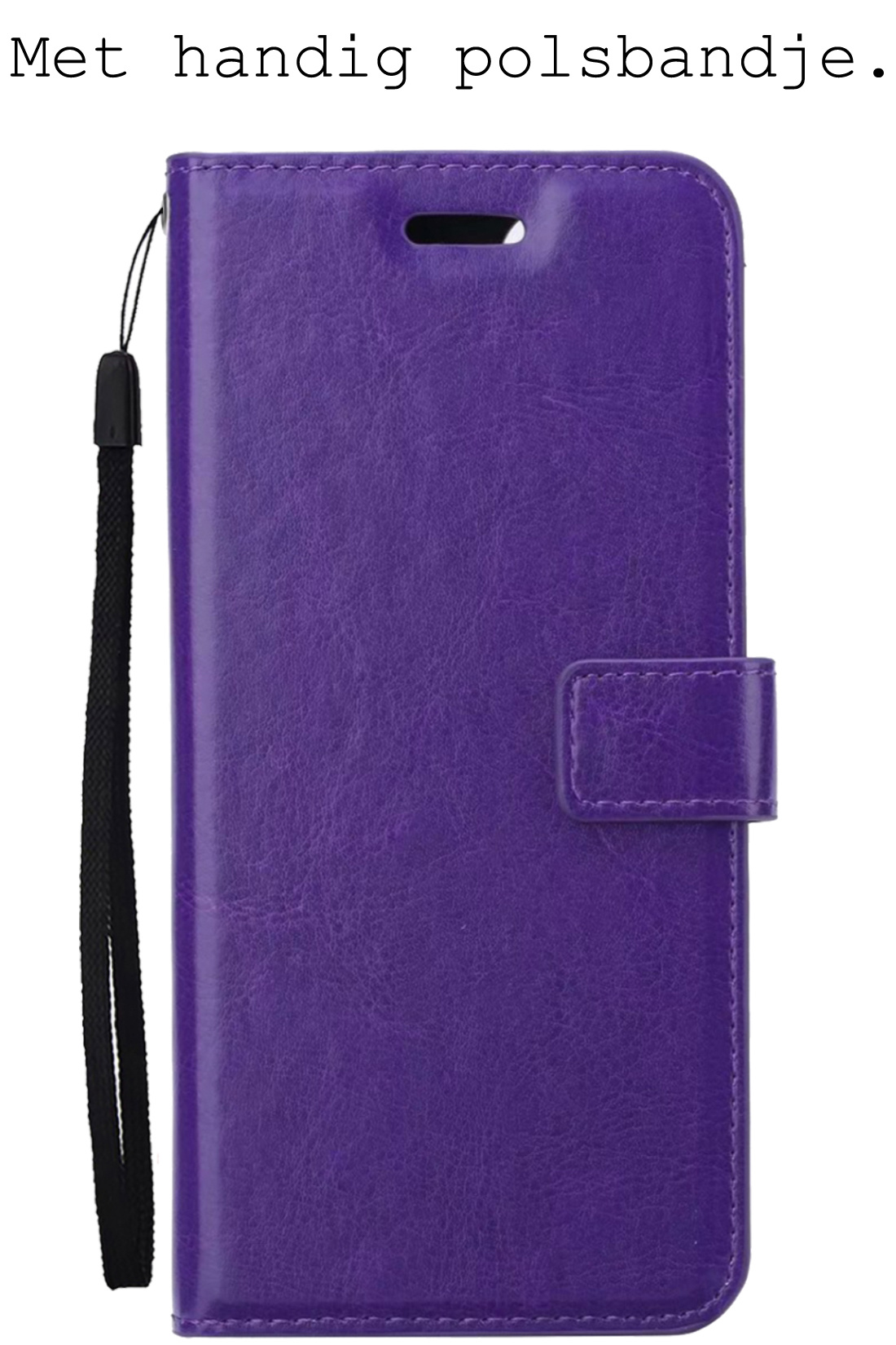 BASEY. Hoes Geschikt voor OPPO A16 Hoesje Bookcase Hoes Flip Case Book Cover - Hoesje Geschikt voor OPPO A16 Hoes Book Case Hoesje - Paars