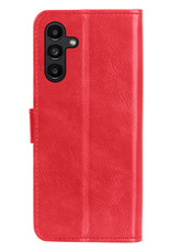 Nomfy Hoesje Geschikt voor Samsung A13 5G Hoes Bookcase Flipcase Book Cover Met 2x Screenprotector - Hoes Geschikt voor Samsung Galaxy A13 5G Hoesje Book Case - Rood