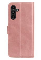 Nomfy Hoesje Geschikt voor Samsung A13 5G Hoes Bookcase Flipcase Book Cover Met Screenprotector - Hoes Geschikt voor Samsung Galaxy A13 5G Hoesje Book Case - Rosé goud