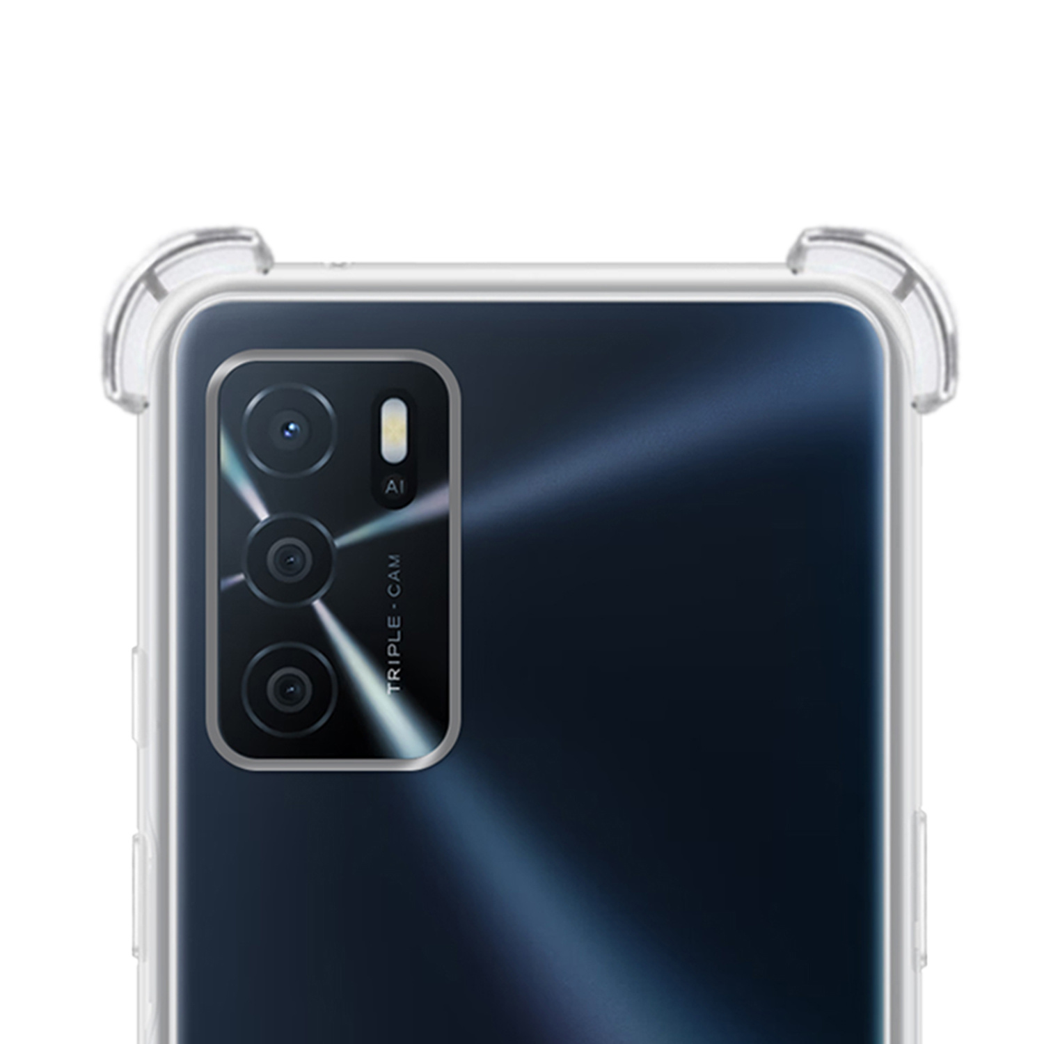 NoXx Hoes Geschikt voor OPPO A16 Hoesje Siliconen Cover Shock Proof Back Case Shockproof Hoes Met Screenprotector - Transparant
