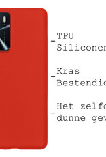 BASEY. Hoes Geschikt voor OPPO A16 Hoesje Siliconen Back Cover Case Met Screenprotector - Hoesje Geschikt voor OPPO A16 Hoes Cover Hoesje - Rood