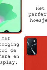 BASEY. Hoes Geschikt voor OPPO A16 Hoesje Siliconen Back Cover Case Met Screenprotector - Hoesje Geschikt voor OPPO A16 Hoes Cover Hoesje - Rood
